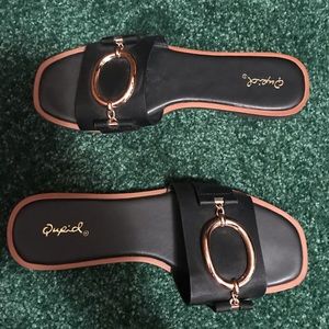 Worn once - Black Buckle Slide-on shoe